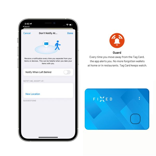 Fixed Tag Card - Bluetooth Tracker voor iOS - Blauw