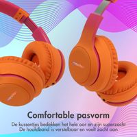 imoshion Kids LED Light Bluetooth Headphones - Kinder koptelefoon met decibelbegrenzer - Draadloze koptelefoon + AUX kabel - Hot Pink / Apricot Orange Crush