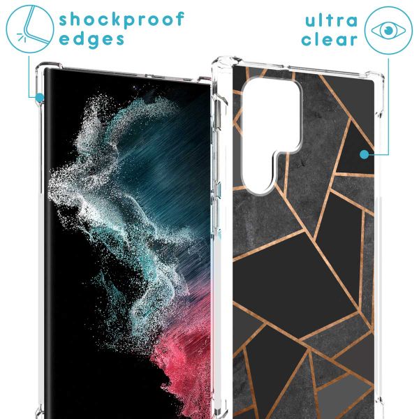 imoshion Design hoesje met koord Samsung Galaxy S22 Ultra - Grafisch Koper - Zwart / Goud