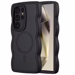 Selencia Wavy Backcover met MagSafe Samsung Galaxy S24 Ultra - Zwart