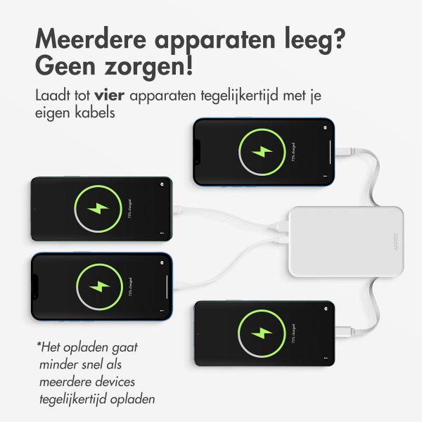 Accezz Powerbank 10.000 mAh met geïntegreerde kabels - Quick Charge en Power Delivery - Wit