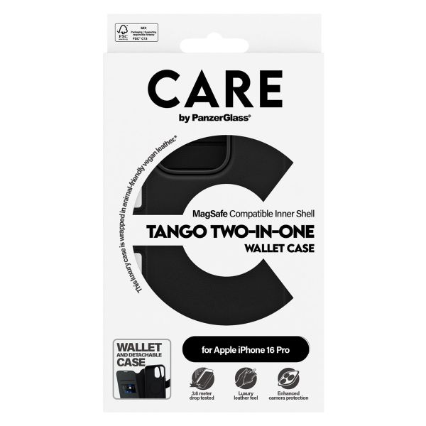 CARE by PanzerGlass Tango 2 in 1 Wallet Case MagSafe Apple iPhone 16 Pro - Zwart