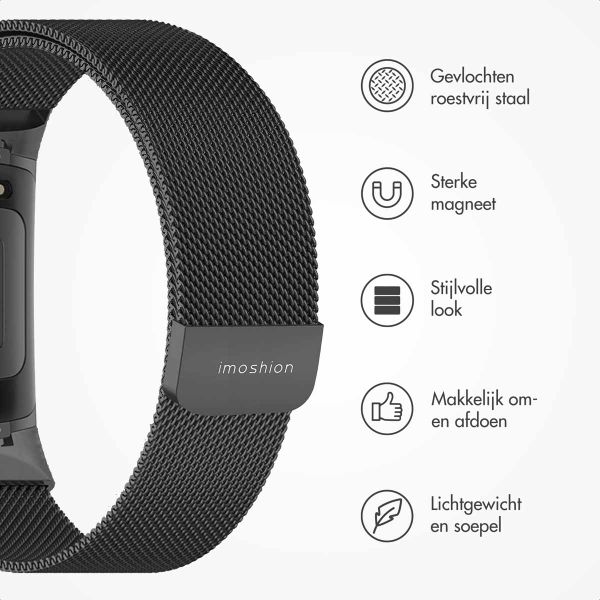 imoshion Milanees magnetisch bandje Fitbit Charge 5 - Maat S - Zwart