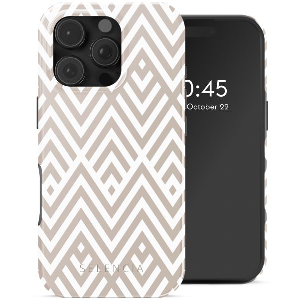 Selencia Vivid Tough Backcover met MagSafe Apple iPhone 16 Pro - Beige Zigzag