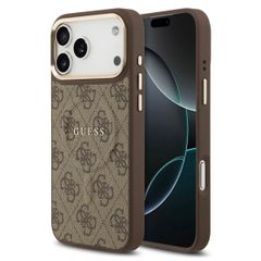 Guess Classic 4G Logo Backcover met MagSafe Apple iPhone 17 Pro - Bruin
