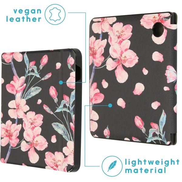 imoshion Design Slim Hard Case Sleepcover met stand Tolino Vision 5 - Blossom Watercolor Black