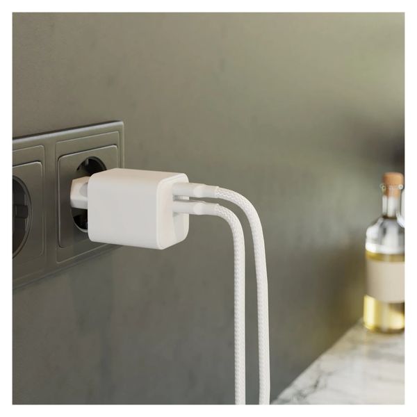 Zens Compact Oplader 2x USB-C 100W - Power Adapter - Wit