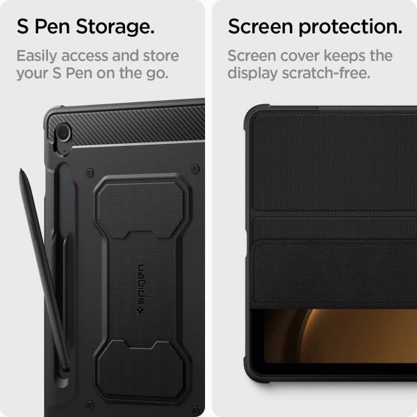 Spigen Rugged Armor Pro Bookcase Samsung Galaxy Tab S9 FE - Black