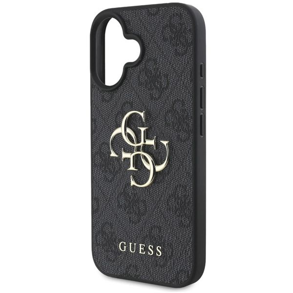 Guess 4G Metal Logo Backcover iPhone 16 - Zwart