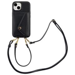 Selencia Sera Phone Case with Cord and Envelope Card Holder Apple iPhone 15 - Black