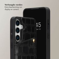 Selencia Nova Croco Telefoonhoes met Koord en Pashouder Samsung Galaxy S24 / S25 - Zwart