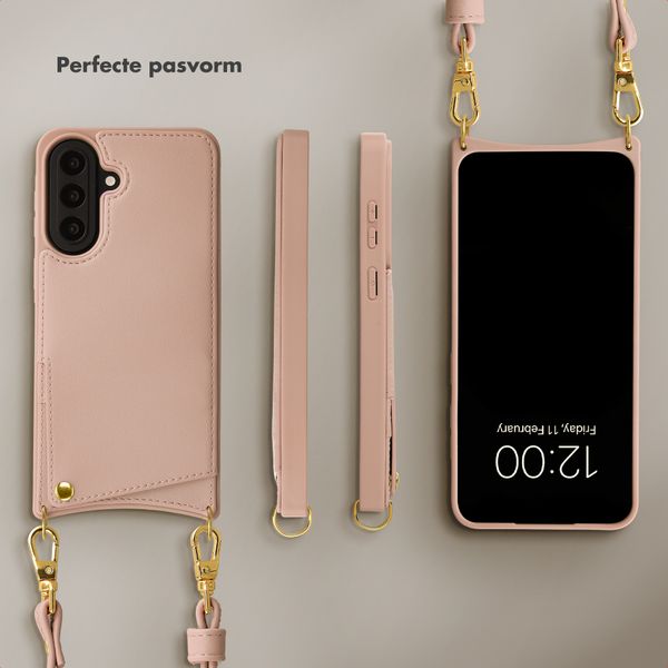 Selencia Nova Telefoonhoes met Koord en Pashouder Samsung Galaxy A57 (5G) - Dusty Rose