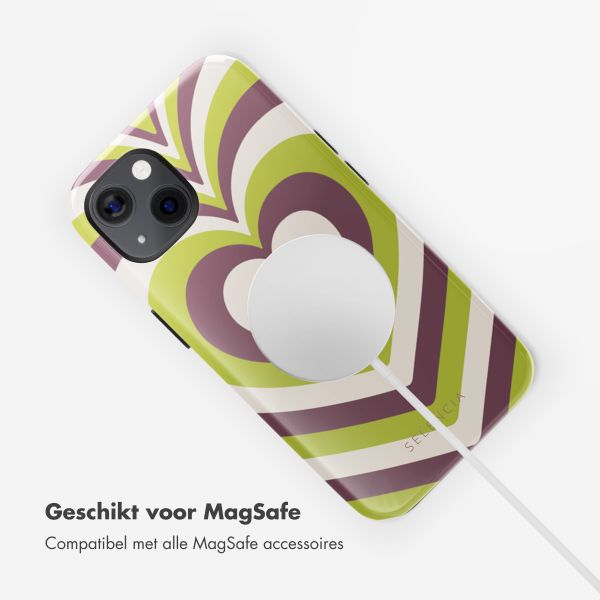 Selencia Vivid Tough Backcover met MagSafe iPhone 13 - Double Hearts Plum Fern