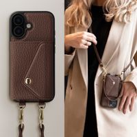 Selencia Sera Telefoonhoes met Koord en Envelop Pashouder Apple iPhone 16 - Chocolate Brown