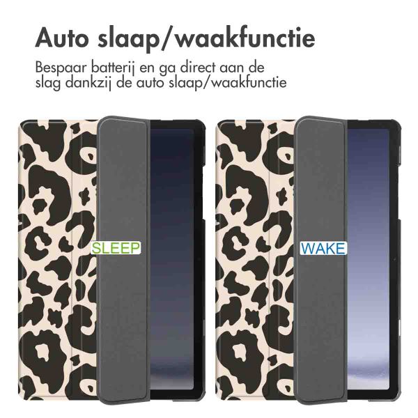 imoshion Design Trifold Bookcase Samsung Galaxy Tab A11 Plus / A9 Plus - Leopard