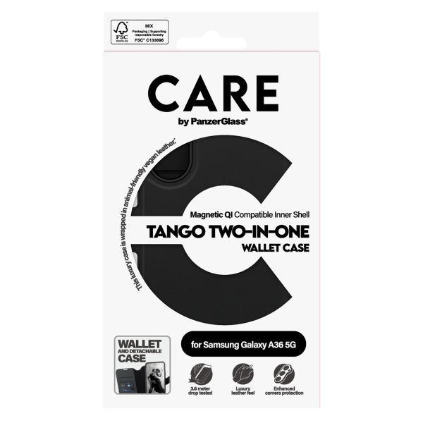 CARE by PanzerGlass Tango 2 in 1 Wallet Case MagSafe Samsung Galaxy A36 - Zwart