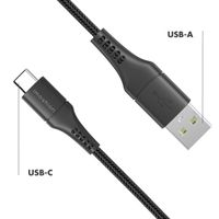 imoshion 2 pack USB-C naar USB kabel - Gevlochten textiel - 1,5 meter - Zwart