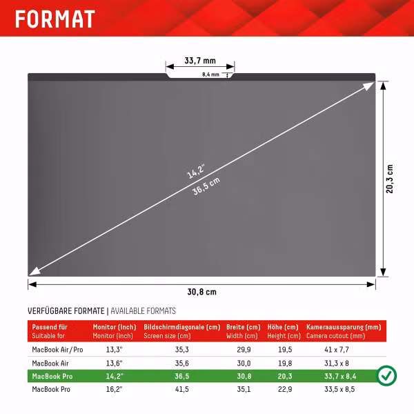 Displex Privacy Safe Magnetische Screenprotector Apple MacBook Pro 14.2 inch