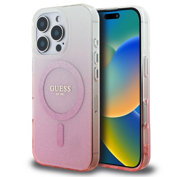 Guess MagSafe IML Glitter Gradient Case iPhone 16 Pro Max - Pink