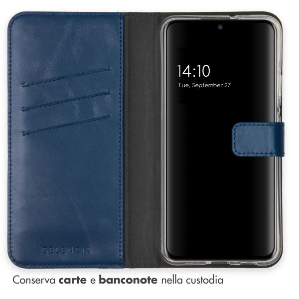 Selencia Echt Lederen Bookcase Samsung Galaxy S22 Plus - Blauw