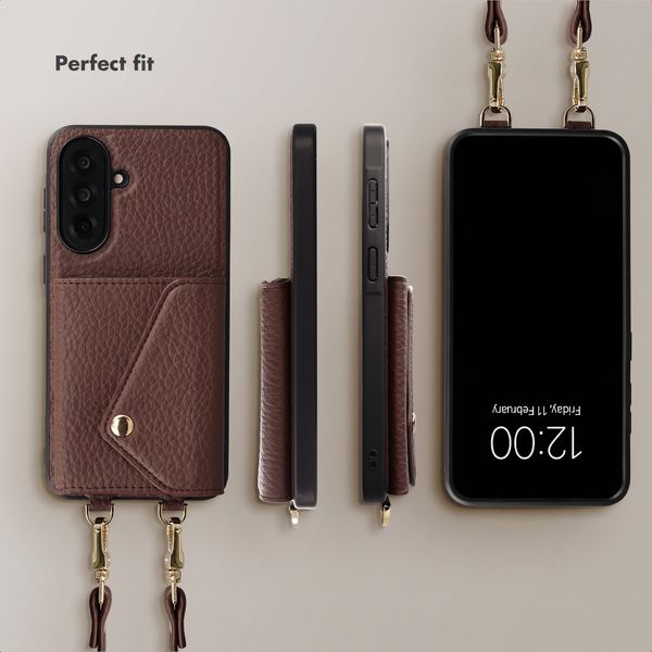 Selencia Sera Phone Case with Cord and Envelope Card Holder Samsung Galaxy A37 (5G) - Chocolate Brown