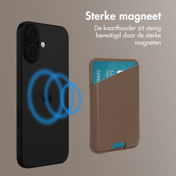 Accezz Magnetische Leren Kaarthouder - Geschikt voor Apple Find My - Coffee Brown