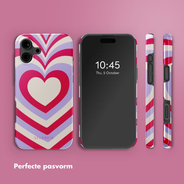 Selencia Vivid Backcover met MagSafe Apple iPhone 16 - Double Hearts Rubine Red Lilac