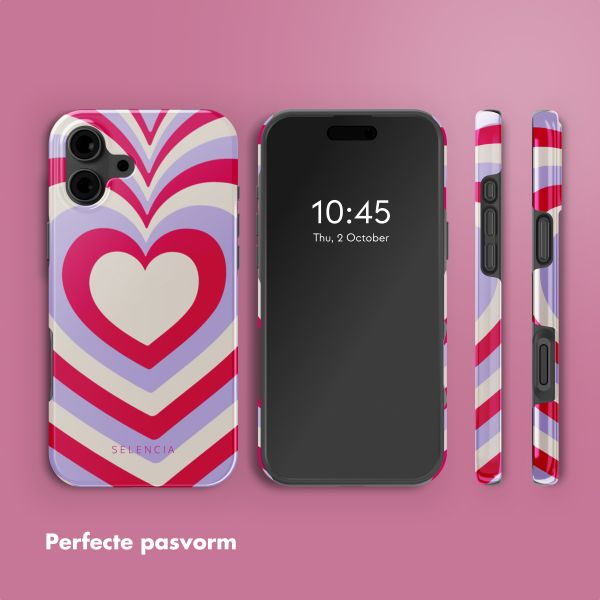 Selencia Vivid Tough Backcover met MagSafe iPhone 16 - Double Hearts Rubine Red Lilac