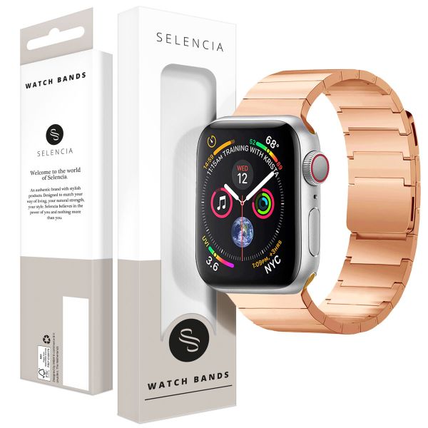 Selencia Stalen magnetisch bandje Apple Watch Series 1 t/m 11 / SE / Ultra (44/45/46/49 mm) - Rosé Goud