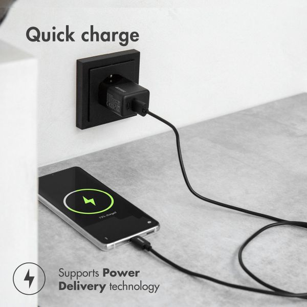 Accezz Wall Charger met USB-C naar USB kabel - Oplader - 20 Watt - 1 meter - Zwart