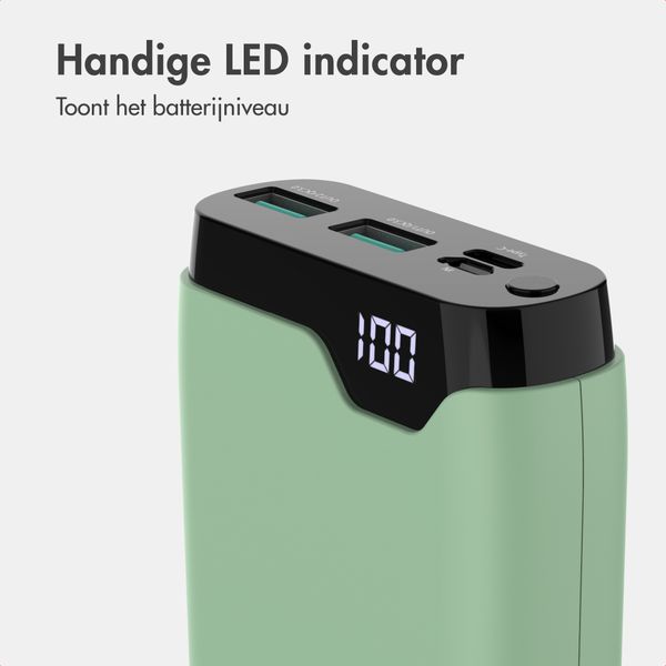 imoshion Powerbank 20.000 mAh - 22,5W Snellader - USB-C / USB-A - Groen