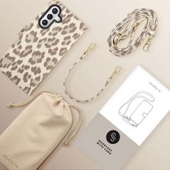 Selencia Sabi Bookcase met Panterprint Samsung Galaxy A55 - Soft Ivory