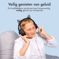 imoshion Draadloze Kinderkoptelefoon LED Light Cat Ear - Decibelbegrenzer - Met AUX kabel - Zwart
