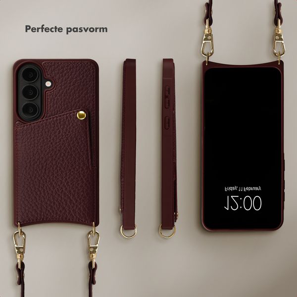 Selencia Nova Telefoonhoes met Koord en Pashouder Samsung Galaxy S26 - Bold Burgundy