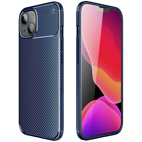 imoshion Carbon Softcase Backcover iPhone 13 Mini - Blauw