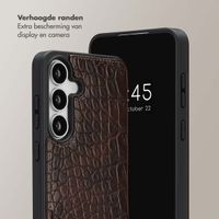 Selencia Nova Croco Telefoonhoes met Koord en Pashouder Samsung Galaxy S25 FE - Choco Brown