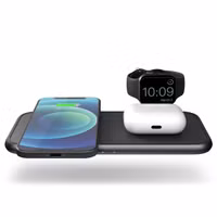 Zens Draadloos oplaadstation 4-in-1 - Aluminium Serie - Dubbele draadloze oplader + Apple Watch - Zwart