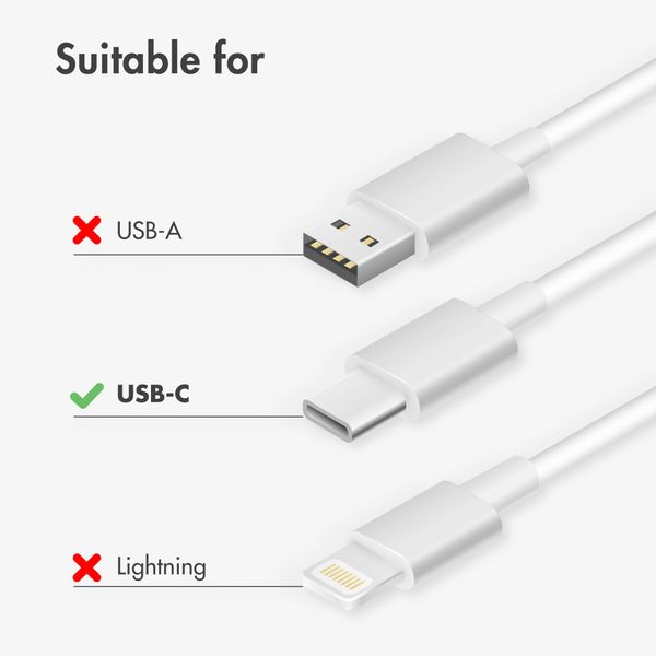 imoshion Braided USB-C to USB-C Cable 60W - 0.5 Metres - White