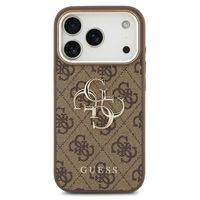 Guess 4G Metal Logo Backcover Apple iPhone 17 Pro Max - Gold Edge - Brown
