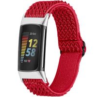 imoshion Elastisch nylon bandje Fitbit Charge 5 / Charge 6 - Rood