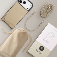 Selencia Nova Telefoonhoes met Koord en Pashouder Apple iPhone 18 Pro Max / 17 Pro Max - Beige