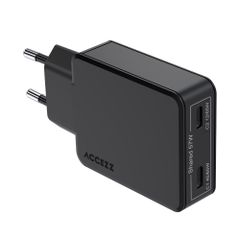 Accezz Ultra Slim GaN Oplader - 2x USB-C - 65W - Zwart