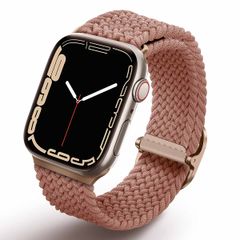 Uniq Aspen Braided bandje Apple Watch Series 1 t/m 9 / SE (38/40/41 mm) | Series 10 (42 mm) - Grapefruit Pink