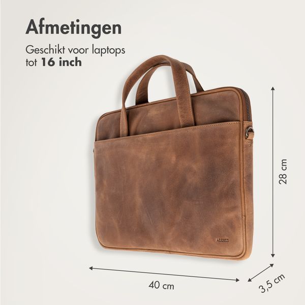 Accezz Leather Laptoptas 16 inch - Cognac