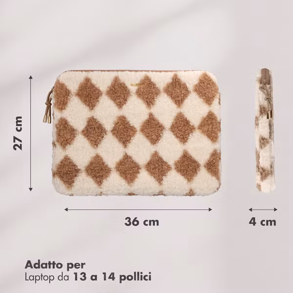 Selencia Teddy Laptop hoes 13-14 inch - Laptopsleeve - Checks
