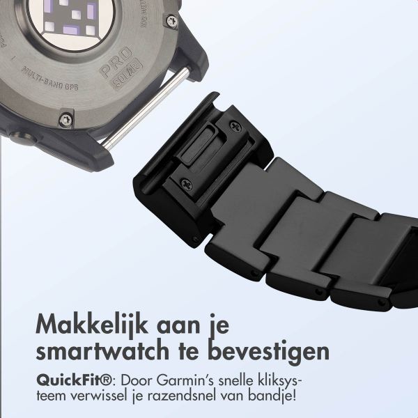 Accezz Mat Titanium bandje  - Garmin 26 mm aansluiting - Zwart