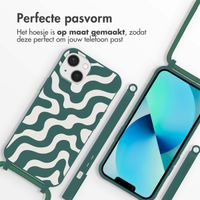 imoshion Siliconen design hoesje met koord iPhone 13 - Petrol Green Groovy