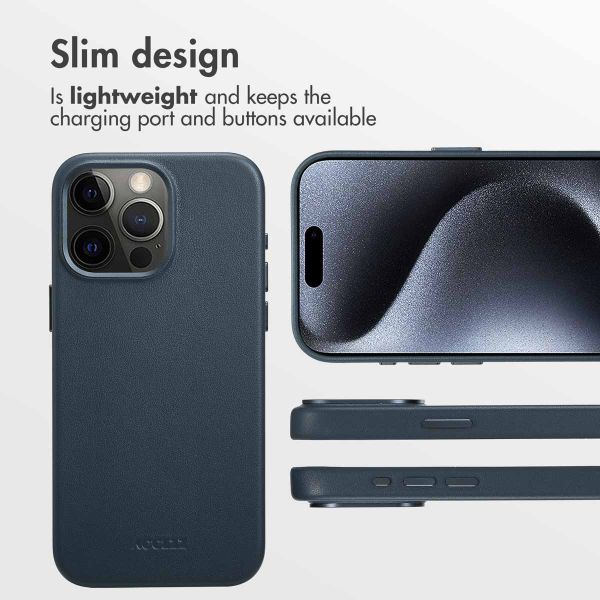 Accezz Leather Back Cover with MagSafe Apple iPhone 15 Pro - Nightfall Blue