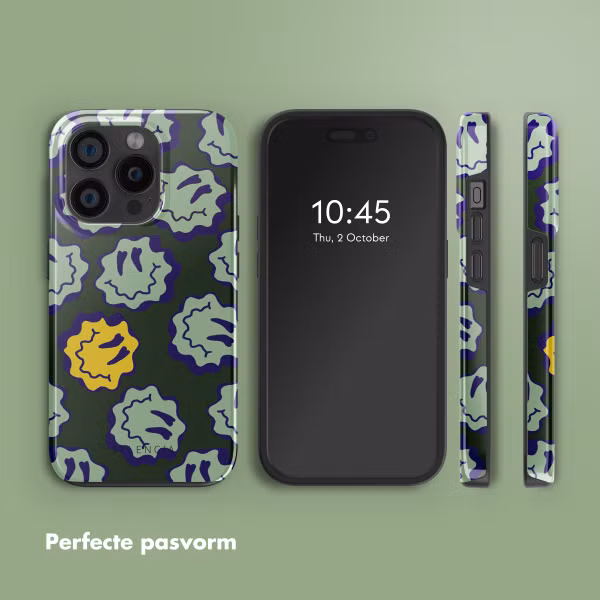 Selencia Vivid Backcover met MagSafe Apple iPhone 15 Pro - Wavy Smiley Green