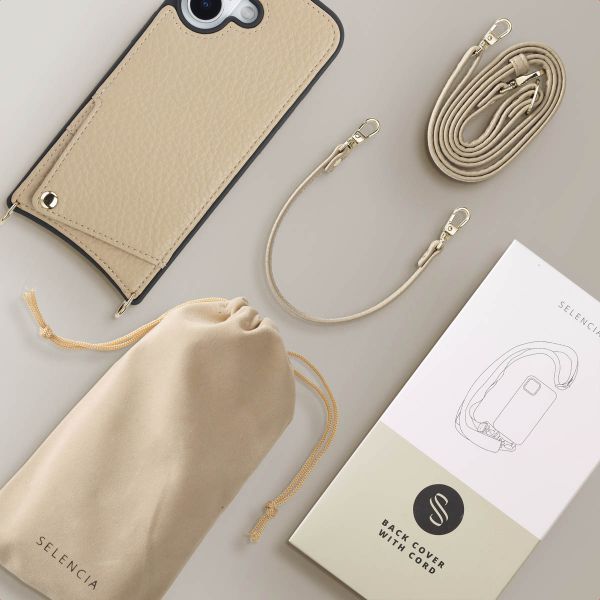 Selencia Nova Phone Case with Cord and Card Holder Apple iPhone 17 - Beige